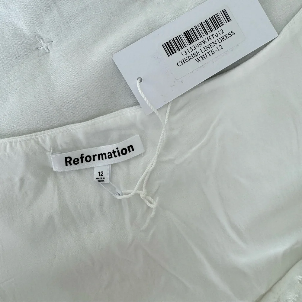 Reformation NWT 12 Cherise White Linen Maxi Dress